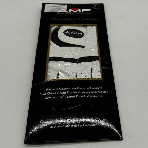 Vtg AMF Golf Glove Mens Large White Cabretta Leather Left Handed Coolmax Soft - Picture 1 of 5